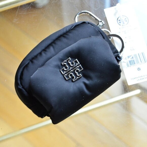 Tory Burch Britten Nylon Puffy Card Case Black - Picture 7 of 8